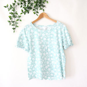 🩵 3 for $10 🩵 LC Lauren Conrad Floral Ruffle Trim Short Sleeve Top Size M